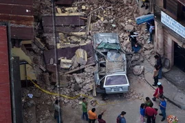 Cảnh đổ nát do động đất. (Nguồn: AP)