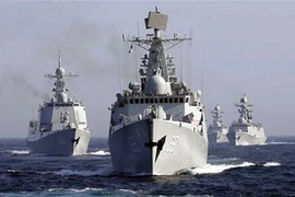 Tàu khu trục Vũ Hán của Trung Quốc tham gia cuộc tập trận. (Nguồn: AP