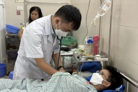 Bác sỹ khám, điều trị cho bệnh nhân mắc sốt xuất huyết tại Bệnh viện Đa khoa Xanh Pôn. (Ảnh: T.G/Vietnam+)