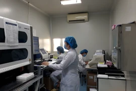 Lực lượng y, bác sĩ tại Trung tâm Kiểm soát dịch bệnh tỉnh Bắc Ninh luôn căng mình xét nghiệm SARS-CoV-2 để trả kết quả sớm nhất. (Ảnh: Thanh Thương/TTXVN)