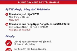 Bộ Y tế thông báo khẩn chuyến bay VJ và chuyến xe khách Ngọc Sáng
