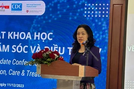 Phó giáo sư Phan Thị Thu Hương - Cục trưởng Cục Phòng, chống HIV/AIDS phát biểu tại Hội thảo. (Ảnh: T.G/Vietnam+)