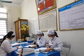 Nhân viên y tế làm công tác chuyên môn. (Ảnh: T.G/Vietnam+)