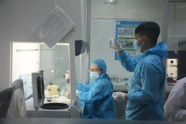 Các nhân viên xét nghiệm của Trung tâm Kiểm soát bệnh tật thành phố Đà Nẵng tích cực xét nghiệm các mẫu tiếp xúc gần với bệnh nhân mắc COVID-19. (Ảnh: Văn Dũng/TTXVN)