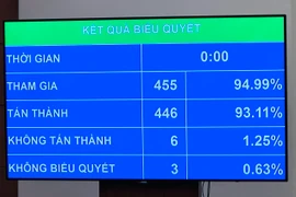 Quốc hội đã chính thức thông qua Luật sửa đổi, bổ sung một số điều của Luật Bảo hiểm y tế với tỷ lệ tán thành cao. (Ảnh: PV/Vietnam+)