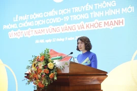 Thứ trưởng Nguyễn Thị Liên Hương phát biểu tại buổi lễ. (Ảnh: Minh Quyết/TTXVN)
