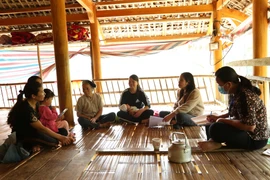 Tuyên truyền công tác dân số đến từng hộ gia đình tại xã Yên Thắng, huyện Lục Yên, tỉnh Yên Bái. (Ảnh: Đức Tưởng/TTXVN)