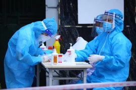 Nhân viên y tế làm công tác xét nghiệm. (Ảnh: TTXVN/Vietnam+)