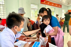 Bác sĩ khám sức khoẻ cho trẻ em trong Chương trình tại tỉnh Quảng Bình. (Ảnh: PV/Vietnam+)