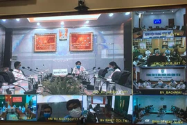 Các đầu cầu bệnh viện tham gia tại buổi hội chẩn. (Ảnh: Vietnam+)