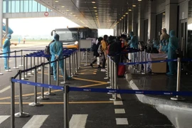 Sáng 25/3, chuyến bay VN36 hạ cánh, chở 132 khách Việt Nam và 1 khách nước ngoài. (Ảnh: PV/Vietnam+)