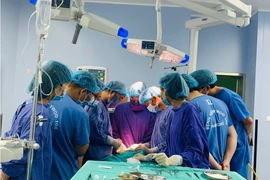 Các bác sỹ thực hiện ca phẫu thuật cho bệnh nhân. (Ảnh: PV/Vietnam+)