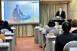 Ông Tokuaki Shobayashi - Chuyên gia cố vấn chính sách của JICA đưa ra nhận xét về hoạt động kết quả, thành quả ngoại kiểm. (Ảnh: PV/Vietnam+)