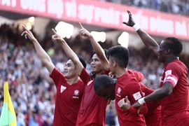 Hải Phòng đang thăng hoa tuyệt vời với bảy trận toàn thắng. (Ảnh: Minh Chiến/Vietnam+)