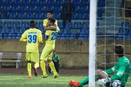 Hà Nội T&T đánh bại Kitchee để giành vé vào vòng loại cuối cùng AFC Champions League. (Ảnh: Hiếu Lương/Vietnam+)