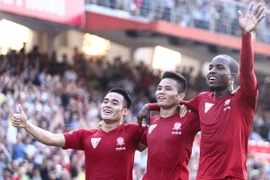 Hải Phòng đang trên đường chinh phục lịch sử V-League với bảy chiến thắng liên tiếp. (Ảnh: Minh Chiến/Vietnam+)