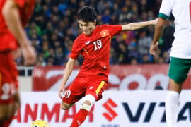 Xuân Trường hứa quyết tâm trong trận lượt về trước Indonesia tại Mỹ Đình. (Ảnh: Minh Chiến/Vietnam+)