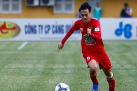 Văn Toàn ghi bàn đầu tiên sau gần sáu tháng tịt ngòi ở câu lạc bộ. (Ảnh: Minh Chiến/Vietnam+)