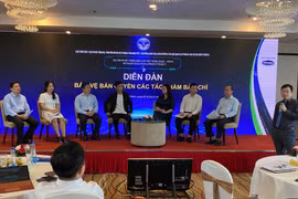 Đại diện các cơ quan báo chí tham gia diễn đàn “Bảo vệ bản quyền các tác phẩm báo chí.” (Ảnh: Phương Mai/Vietnam+)