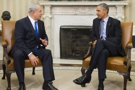 Tổng thống Mỹ Barack Obama (phải) trong cuộc hội đàm với Thủ tướng Israel Benjamin Netanyahu khi thăm Mỹ cuối năm 2015. (Nguồn: AFP/TTXVN)