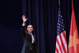 Tổng thống Barack Obama đã có bài phát biểu đặc biệt trước gần 2.000 thanh niên, đại diện cho giới trẻ Việt Nam. (Ảnh: Minh Sơn/TTXVN)