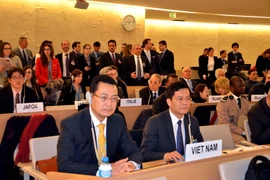 Đoàn Việt Nam tại Hội nghị cấp cao khóa 31 Hội đồng Nhân quyền Liên hợp quốc. (Ảnh: Tố Uyên/Vietnam+)