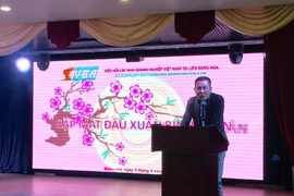 Ông Lê Trường Sơn phát biểu tại buổi gặp mặt. (Ảnh: uang VInh/Vietnam+)