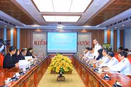 Hội thảo chung lần thứ 3 “Kiểm toán Quản lý chất thải” giữa Kiểm toán Nhà nước Việt nam và Ủy ban Kiểm toán Indonesia, ngày 11/8. (Ảnh: PV/Vietnam+)