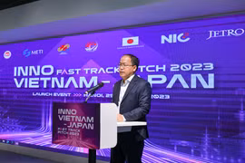 Chương trình “Inno Vietnam - Japan Fast Track Pitch 2023 ngày 29/8. (Ảnh: PV/Vietnam+)