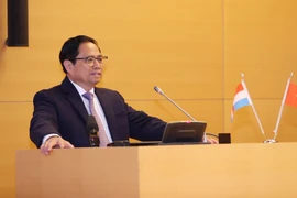 Thủ tướng Phạm Minh Chính phát biểu tại Diễn đàn doanh nghiệp Việt Nam-Luxembourg. (Ảnh: Dương Giang/TTXVN)