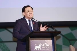 Chủ tịch Quốc hội Vương Đình Huệ phát biểu tại Diễn đàn hợp tác kinh tế Việt Nam- Australia. 