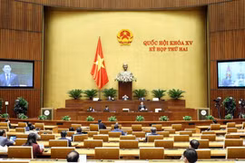 Quốc hội thảo luận trực tuyến về dự án Luật Kinh doanh bảo hiểm (sửa đổi). (Ảnh: Phạm Kiên/TTXVN)