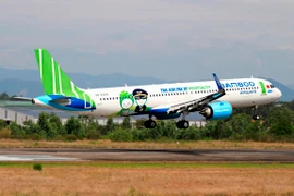 Hãng hàng không Bamboo Airways đưa đoàn y bác sĩ vào miền Nam, chở công dân hồi hương. (Ảnh: CTV/Vietnam+)