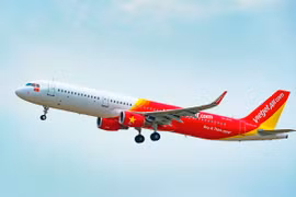 Hãng hàng không Vietjet đạt được kết quả kinh doanh khả quan trong quý 1/2021 nhờ vào việc kinh doanh dịch vụ hàng không. (Ảnh: CTV/Vietnam+)