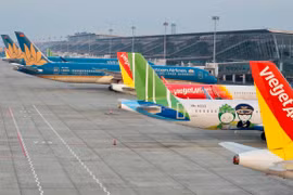 Máy bay của các hãng hàng không tại sân bay Nội Bài. (Ảnh: CTV/Vietnam+)