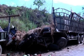 Hiện trường vụ tai nạn. (Ảnh: Xuân Triệu/TTXVN)