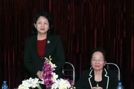 Phó Chủ tịch nước Đặng Thị Ngọc Thịnh phát biểu chúc mừng những thành tựu của Hội trong những năm qua. (Ảnh: Quý Trung/TTXVN)