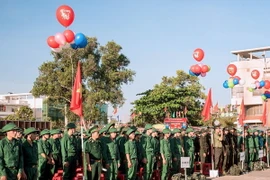 Lễ giao nhận quân của tỉnh Bình Thuận. (Ảnh: Nguyễn Thanh/TTXVN)