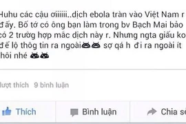 Xác minh đối tượng tung tin virus Ebola xuất hiện ở Việt Nam