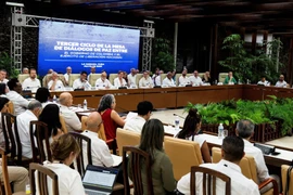 Quang cảnh một vòng đàm phán hòa bình giữa Chính phủ Colombia và nhóm vũ trang Quân đội Giải phóng Quốc gia (ELN) tại La Habana (Cuba) hồi tháng 5/2023. (Ảnh: AFP/TTXVN)