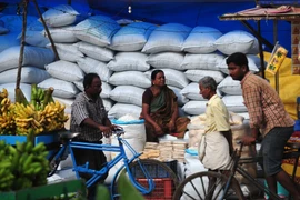 Một cửa hàng bán gạo tại Chennai (Ấn Độ). (Ảnh: AFP/TTXVN)