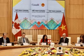 Đoàn Canada tham dự Kỳ họp thứ hai Ủy ban Hỗn hợp Việt Nam-Canada, tại Hà Nội chiều 27/3/2024. (Ảnh: Trần Việt/TTXVN)