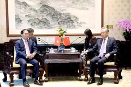 Bộ trưởng Ngoại giao Bùi Thanh Sơn hội kiến với Bộ trưởng Ngoại giao Trung Quốc Vương Nghị. (Ảnh: TTXVN phát)