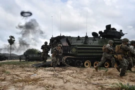 Binh sỹ tham gia cuộc tập trận Hổ mang Vàng tại tỉnh Rayong (Thái Lan), ngày 28/2/2020. (Ảnh: AFP/TTXVN)