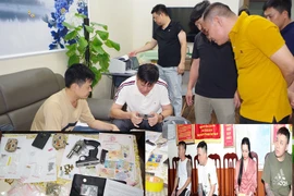 Cơ quan Công an khám xét nơi ở của các đối tượng và tang vật vụ án. (Nguồn: Báo Hà Nam)