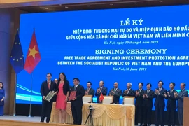 Hiệp định EVFTA và EVIPA đã được ký kết tại Hà Nội. (Ảnh: Đức Duy/Vietnam+)