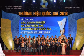 Doanh nghiệp có sản phẩm đạt thương hiệu quốc gia năm 2018. (Ảnh: Đức Duy/Vietnam+)