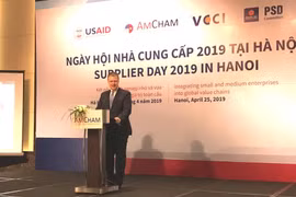 Đại sứ Hoa Kỳ tại Việt Nam Daniel J.Kritenbrink phát biểu tại sự kiện Ngày hội nhà cung cấp. (Ảnh: Đức Duy/Vietnam+)
