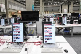 Trung tâm Báo chí chính (MPC) đưa tin Olympic và Paralympic tại Tokyo, Nhật Bản, ngày 18/7/2021. (Ảnh: THX/TTXVN)