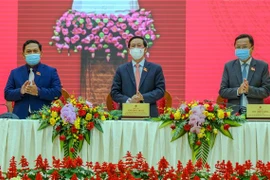 Các chức danh chủ chốt HĐND tỉnh Lâm Đồng nhiệm kỳ 2021-2026. (Ảnh: Chu Quốc Hùng/TTXVN)